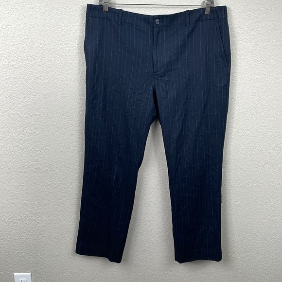 New Vince Pinstripe Virgin Wool Blend Flannel Trouser Pant Dark Navy Sz XXL - Picture 4 of 14